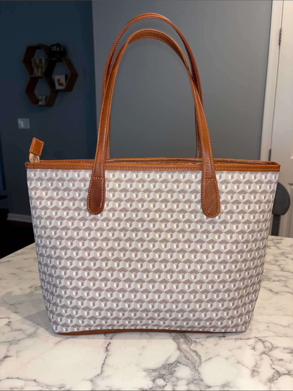 Barrington Sutton Tote- Oyster Grey Geometric